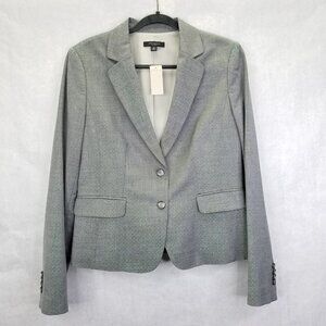 Ann Taylor Blazer Jacket Women's 10 Wool Blend 2 Button Single Breasted Grey NEW